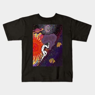 PSYCHEDELIC TRIPPY HORROR VACUI MYTH OF SISYPHUS - full colour Kids T-Shirt